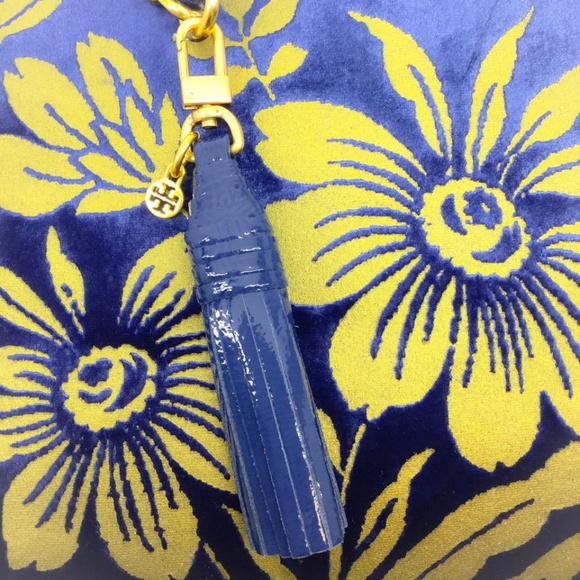 Tory Burch 3x Compartment Blue/Gold Velvet Tote - Picture 6 of 8